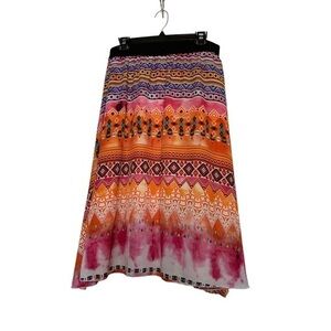 Lularoe Multicolor Aztec Bright Colors Lola Skirt Size Large NWOT #7086